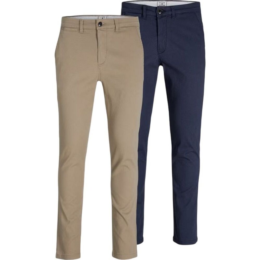 Jack And Jones Mens Marco Slim Chinos (Pack of 2) / Beige/Navy